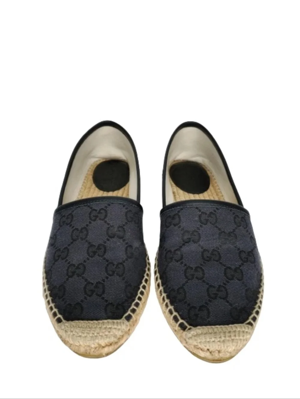 Gucci Black GG Canvas Espadrille Slip-On Flats